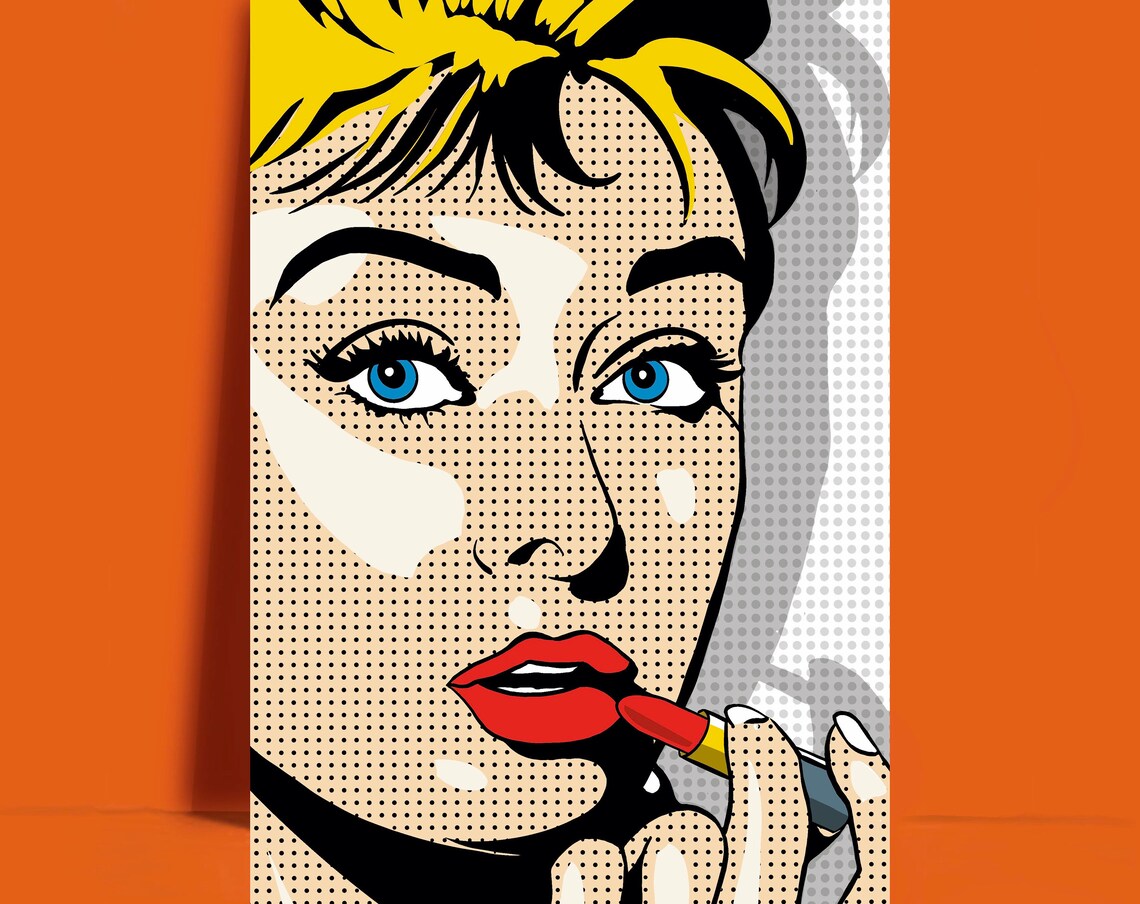 Pop art lipstick girl poster unframed Etsy