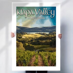 Napa Valley Retro Travel Poster - Wine Region Art Print - California Wall Decor- Travel Posters