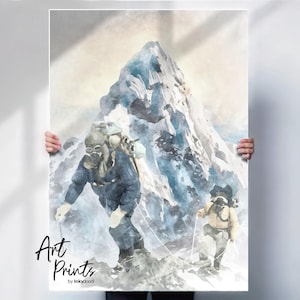 Mount Everest Print Sir Edmund Hillary Tribute, Himalayan Mountain Wall Art, Adventure Travel Poster, Inspirational Climbing Decor