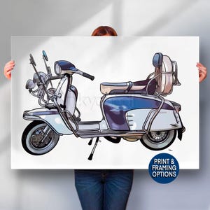 Mod Poster Print or Canvas | Retro Scooter Wall Art | 1960s Mod Culture Illustration | Vintage Italian Moped Artwork