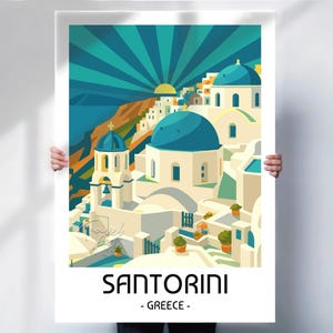 Santorini Greece Travel Poster: Bold Minimalist Greek Island Art