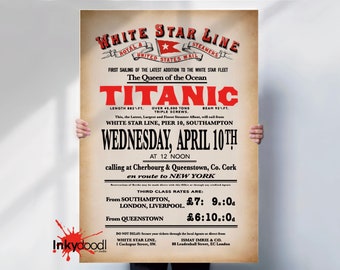 Titanic print , RMS Titanic , White Star Line Ad , Poster print - UNFRAMED ART