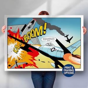 USAF Pop Art Wall Art | Lichtenstein Style Comic Print | Bold Retro Canvas or Print | Vibrant Pop Culture Artwork