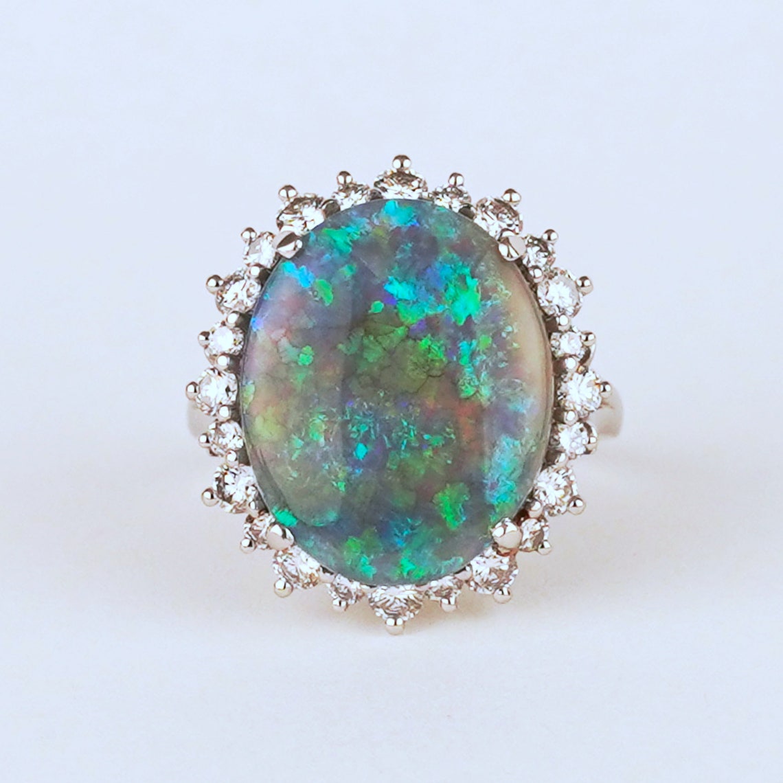 NATURAL Large 5.5 Carat Black Opal Ring With Diamonds With - Etsy UK