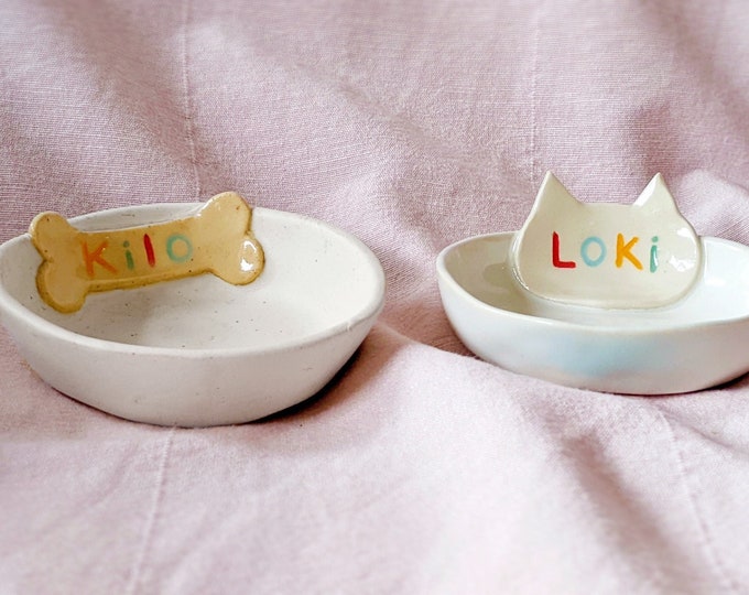 Custom Dog or Cat Bowl, made to order, small, large, handmade pottery, for pets, pet bowl, dog, cat, pet owner gift, personalized gift