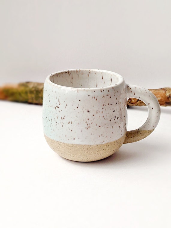 White Speckled Espresso Mug, Made to Order, Customized Name, Housewarming,  Wedding Gift, Coffee, Simple, Modern Design, Spotted, Minimalist 