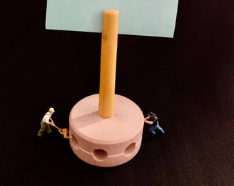 Miniature Worker Desktop Note Holder: Whimsical Office Decor