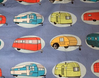 Retro travel trailer themed over-the-collar, dog bandana