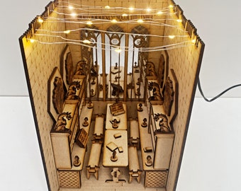 Library for Wizards and Witches, Extra Wide with bookcases, books and furniture - Laser Cut or CNC digital SVG File