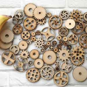 Engrenages: Cosplay, Steampunk, Décor - Faites n’importe quelle taille n’importe quel nombre de pièces de puzzle.  Fichier SVG pour Glowforge, laser et Cricuts