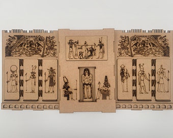 Egipski Grobowiec, Piramida Faraona, Komora Grobowa Sarkofagu - Cięcie Laserowe lub CNC Plik SVG Cyfrowy