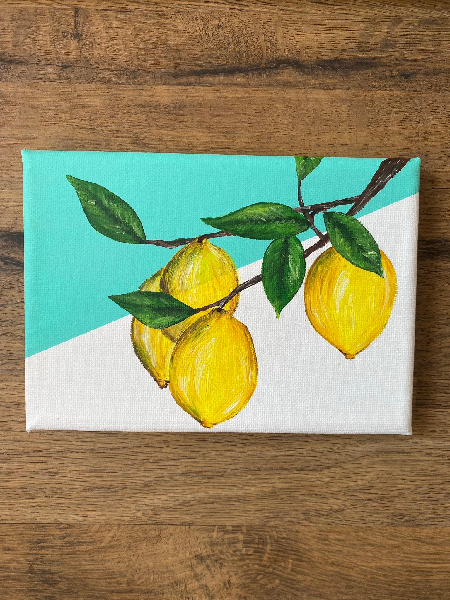 Lemon Original Acrylic Painting on Canvas Small Etsy