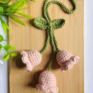 Lily of the Valley Flowers Car Rearview Mirror Hanging Charm Decor/Bag Charm/Car Accessory