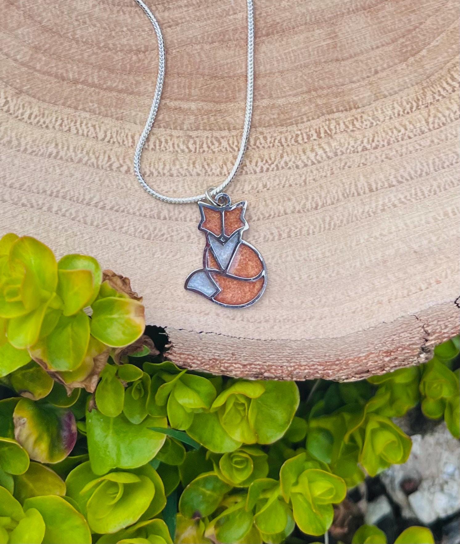 Origami Resin Fox Charm Necklace