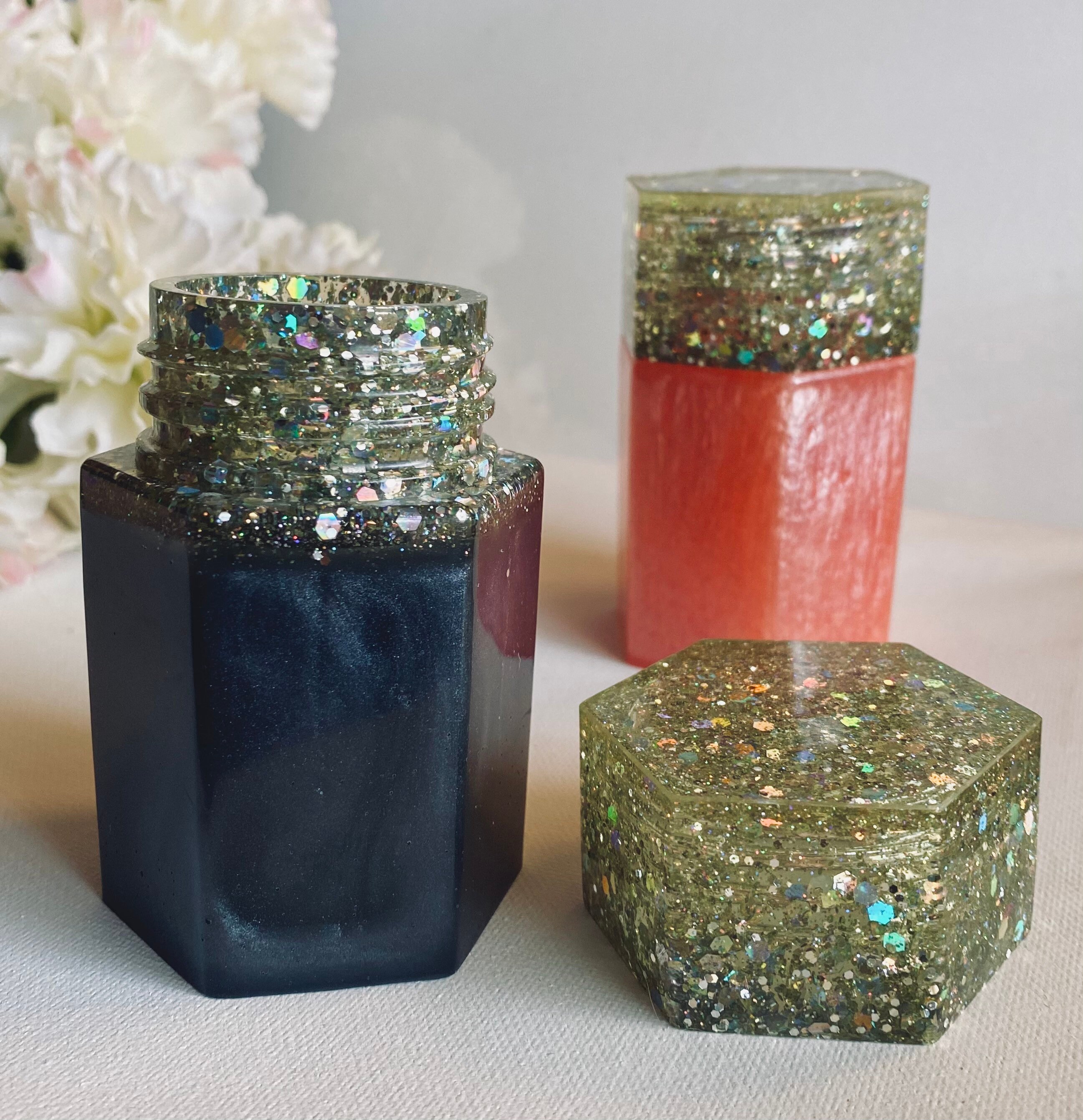 Handmade Resin Jars with Unicorn Disco glitter Lid Keepsake Etsy