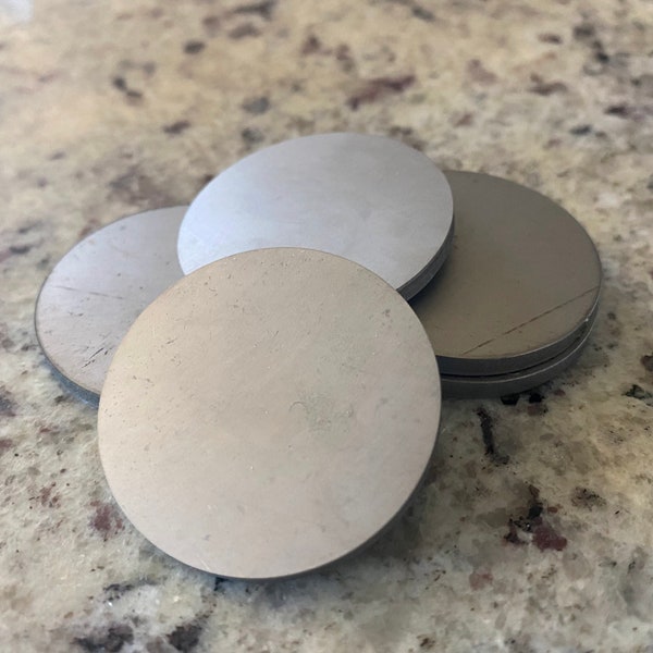 Titanium Discs 1" - 1 1/2" , 1/8" Thick Discs, 8 Gauge, Heavy Duty Blanks, Hand Stamping, Engraving Supplies, Quality Discs