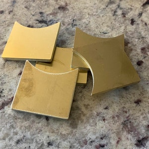 Brass Golf Guide Ball Marker Blank, 1 1/2&quot; x 1 1/2&quot; x 1/8&quot; Qty - 5, 8 Gauge, Heavy Duty Blank, Hand Stamping, Heavy Duty Copper
