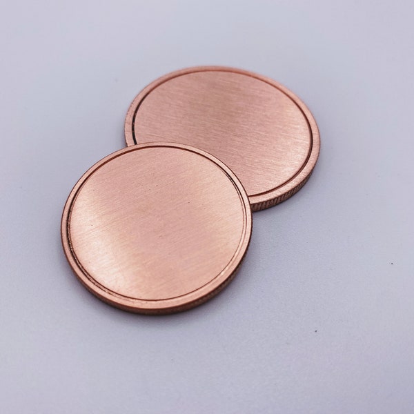 Copper Coin Blanks - Challenge Coin - Reed Edge - Grooved - Brushed Finish - 32mm, 40 mm