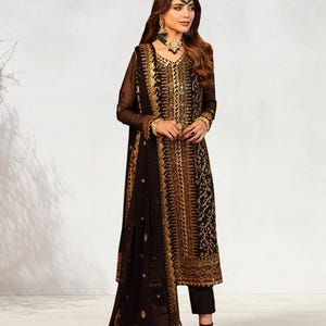 Asim Jofa Original Chiffon Embroidered Dress Pakistani Designer Wear