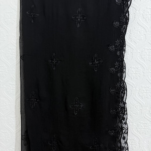 Pure Chiffon Sequins Embroidered Dupatta Pakistani Indian Bangladeshi Wear Black