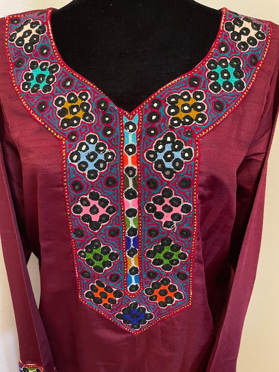 Hand Embroidered With Mirror Sindhi Balochi Dress Suit Stitched