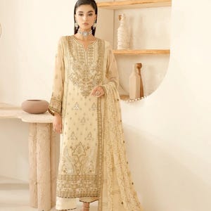 Chiffon Embroidered 3 Piece Stitched Dress Pakistani Designer Wear