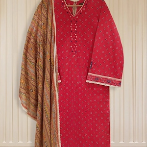 Agha Noor Original Lawn Embroidered Mirror Work Shirt with Dupatta Pakistani Indian Designer Ready To Wear Dress