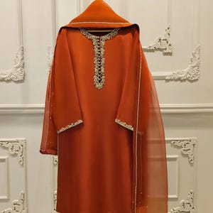 Agha Noor Original 3 Piece Organza Embroidered Shirt Pant & Dupatta Pakistani Indian Bangladeshi Designer Ready to Wear