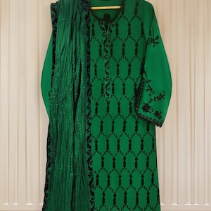 Agha Noor Dress Original Pure Raw Silk Embroidered 3 Piece Shirt Pant & Dupatta Pakistani Indian Designer Ready to Wear Size Small