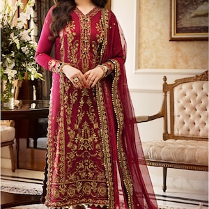 Asim Jofa Original Cotton Silk Embroidered Zari Sitara Collection Pakistani Designer Wear Size Medium
