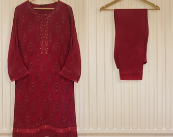Agha Noor Dress Original 3 Piece Pure Cotton Net Shirt Pant Dupatta  Pakistani Indian Bangladeshi Designer Ready to Wear 