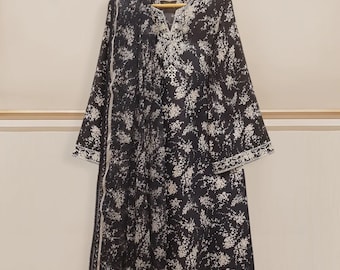 Embroidered Cambric Cotton Pakistani Dress: 3-Piece Shirt, Pant & Dupatta