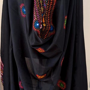 Black Balochi Fully Hand Embroidered Dupatta Shawl Chaddar Traditional Wear