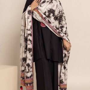 Viscose Dupatta Pakistan Indian Bangladeshi Wear Black & White