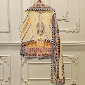 Agha Noor Original 2 Piece Lawn Embroidered Shirt & Dupatta Pakistani Indian Bangladeshi Designer Ready To Wear