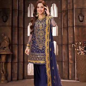 Asim Jofa Original Net Embroidered Dress Pakistani Designer Wear