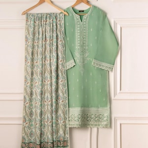 Agha Noor Cotton Net Pakistani Dress: Embroidered 3-Piece Set