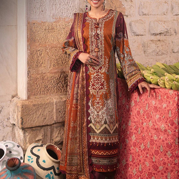 Asim Jofa Original Lawn Embroidered Aira Collection Pakistani Designer Wear Size Large