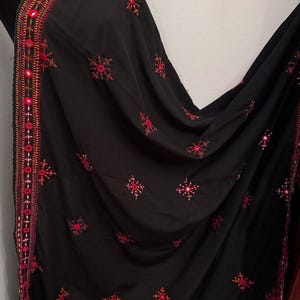 Black Balochi Fully Hand Embroidered Dupatta Shawl Chaddar Traditional Wear