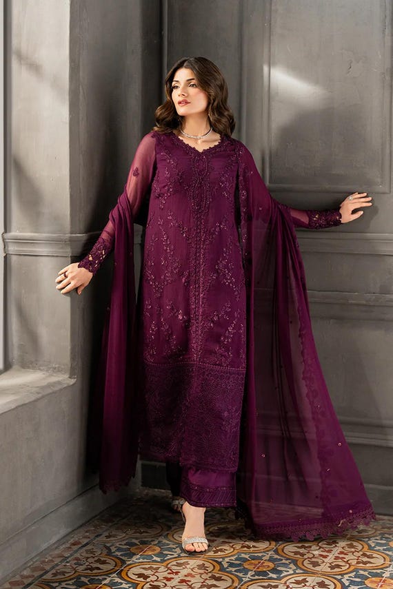 green emerald velvet dress RANGREZA AL-4352 - pakistani clothes online pk