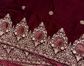 Velvet Embroidered Shawl Winter Wear Pakistani Ready To Wear Maroon