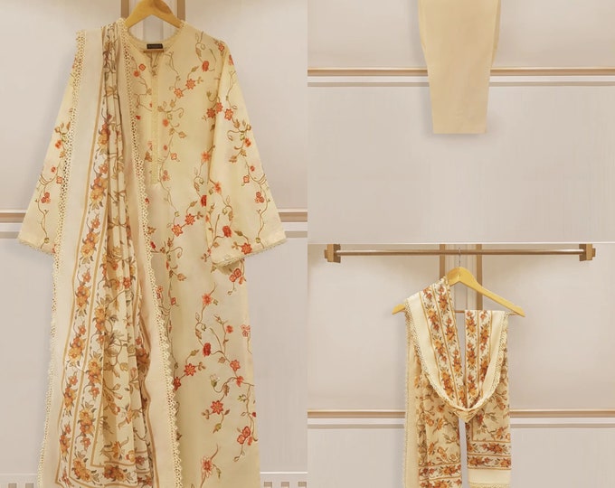 Agha Noor 3 Piece - Pure Embroidered Lawn Suit | S111623-12