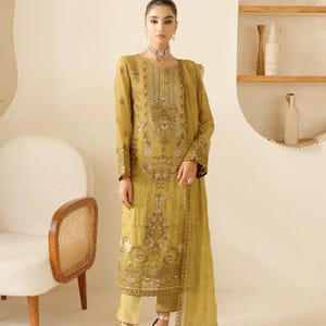Chiffon Embroidered 3 Piece Stitched Dress Pakistani Designer Wear