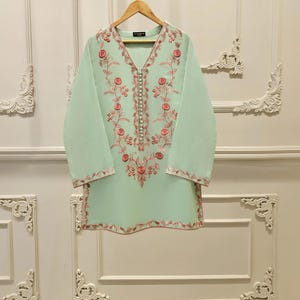 Agha Noor Original 2 Piece Cotton Net Farshi Salwar Suit Embroidered Pakistani Indian Bangladeshi Designer Ready To Wear