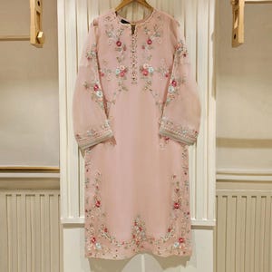 Embroidered Chiffon Pakistani Dress: Agha Noor Original, 3 Piece Suit