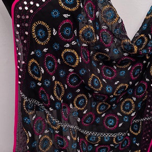 Phulkari Hand Work Embroidered Georgette Dupatta Shawl Pakistani Indian Traditional
