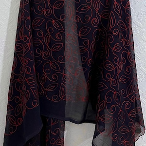 Chiffon Embroidered Dupatta Pakistani Indian Bangladeshi Wear Black