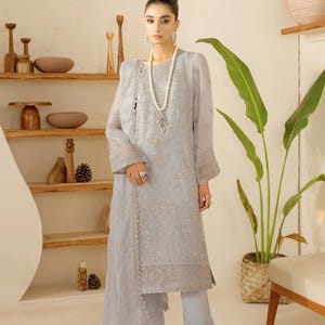 Chiffon Embroidered 3 Piece Stitched Dress Pakistani Designer Wear