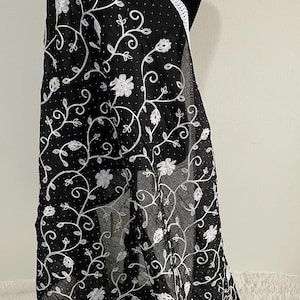 Cotton Embroidered Dupatta Pakistan Indian Bangladeshi Wear Black & White