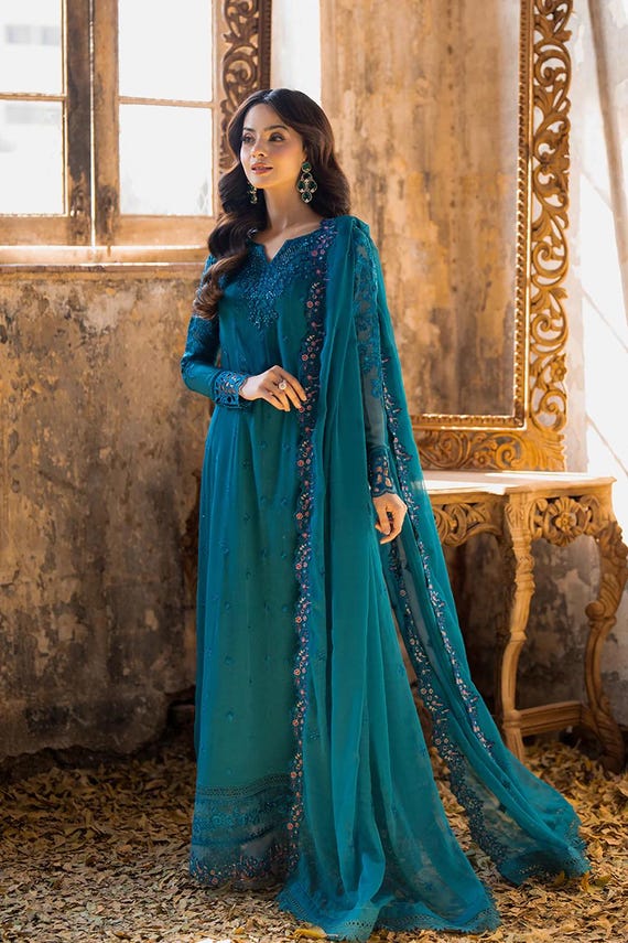 sachin and babi light blue dress Ramsha Luxury Chiffon Collection Vol-22  F-2208  YourLibaas